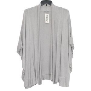 NWT Oversized Cardigan O/S Metallic Gray Open Front Lagenlook Boho Italy Coastal